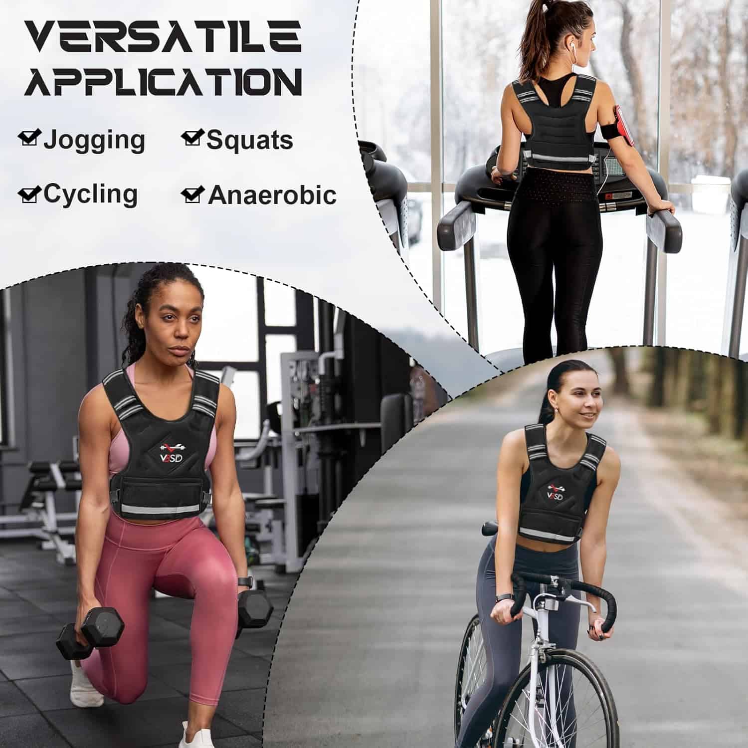 VBSD Adjustable Weighted Vest for Men & Women – 4–32lb with Iron Sand Bags, Reflective Strips & Neoprene Design for Running, Walking & Strength Training VBSD