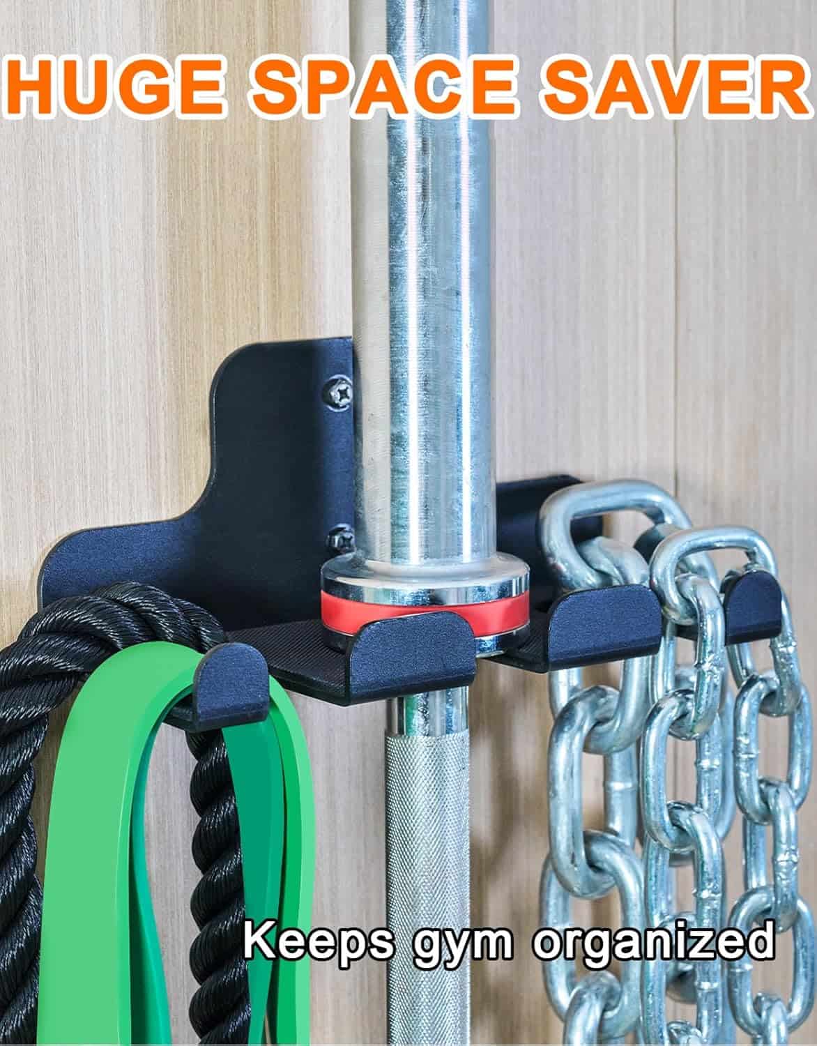 Fitarc Wall Mounted Barbell Holder – 2-Hook Barbell Hanger Rack for Olympic Bars Fitarc