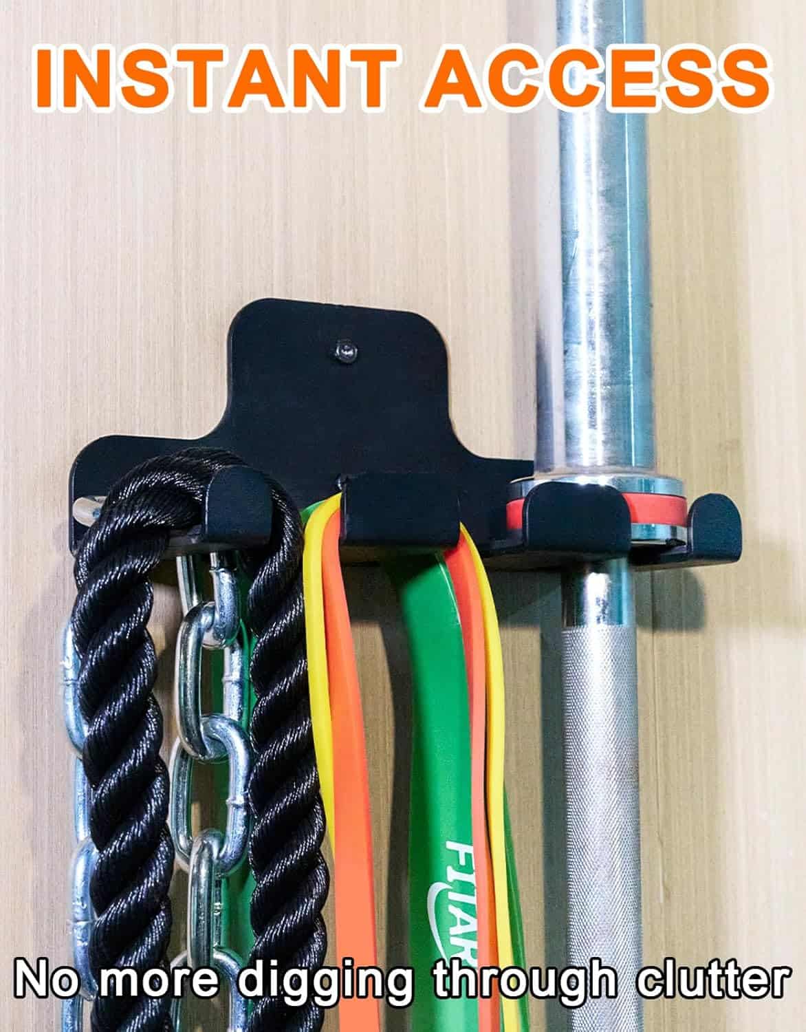 Fitarc Wall Mounted Barbell Holder – 2-Hook Barbell Hanger Rack for Olympic Bars Fitarc