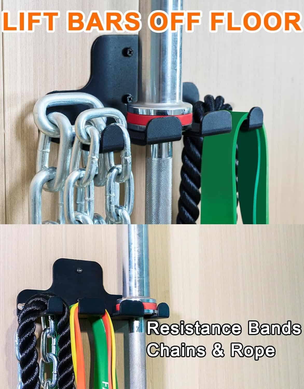 Fitarc Wall Mounted Barbell Holder – 2-Hook Barbell Hanger Rack for Olympic Bars Fitarc