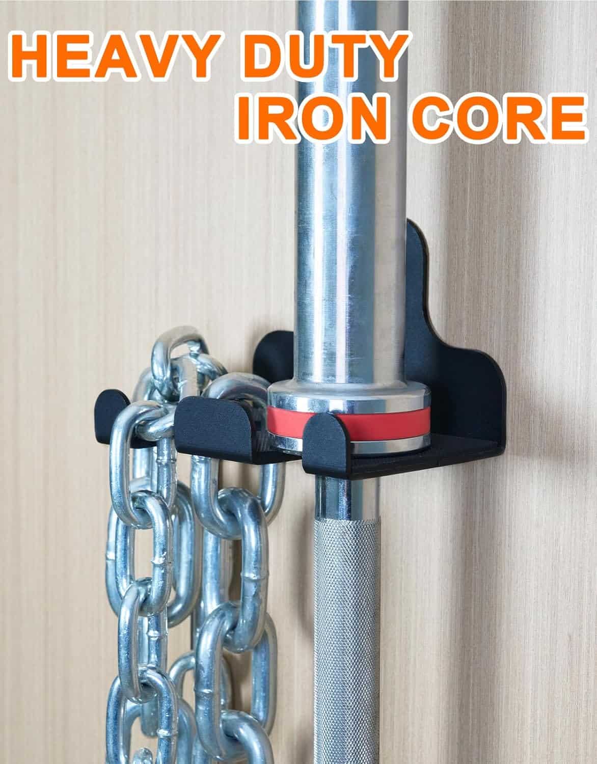 Fitarc Wall Mounted Barbell Holder – 2-Hook Barbell Hanger Rack for Olympic Bars Fitarc