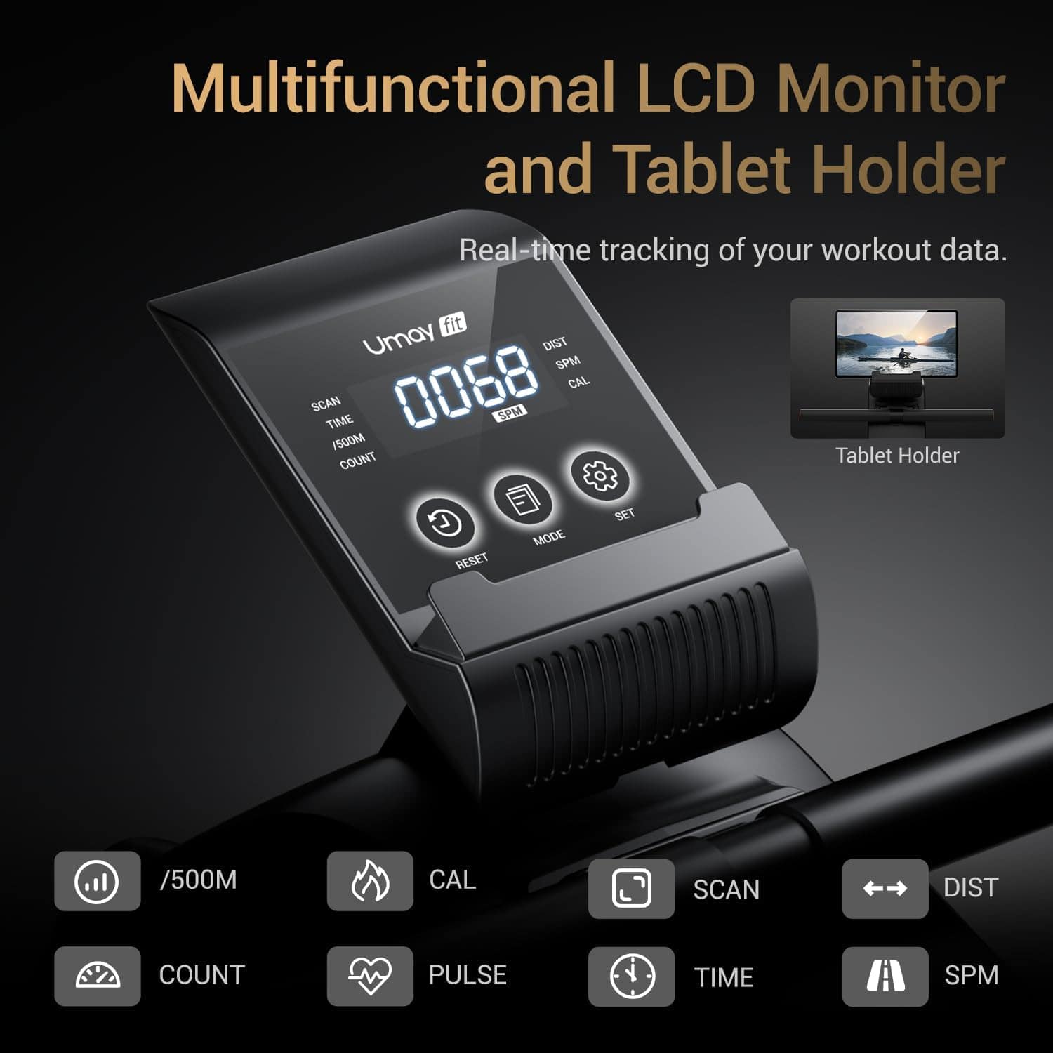 16-level adjustable tension dial on the Aluminum Flywheel Magnetic Rower.