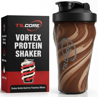 TILCORE Vortex Protein Shaker with packaging on a white background