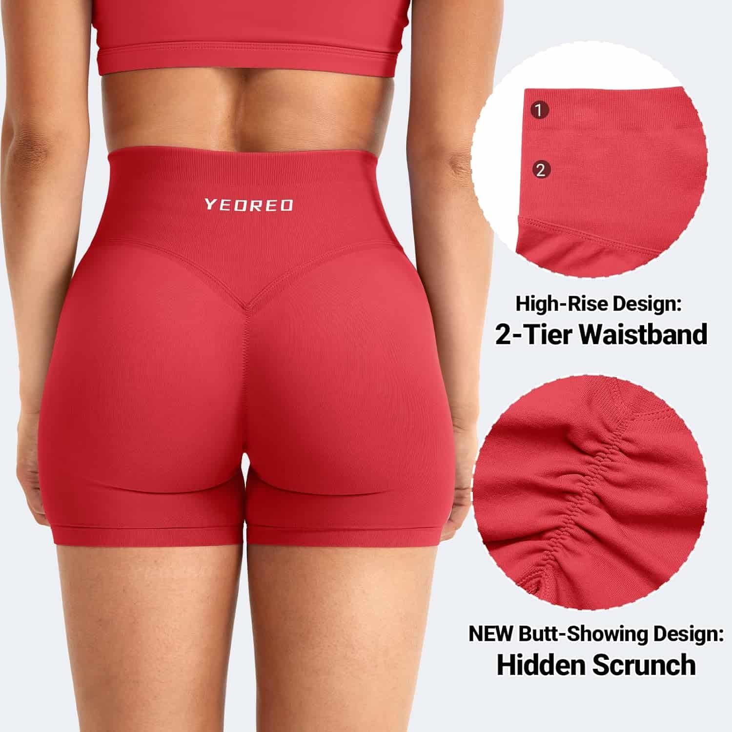YEOREO Women’s Workout Shorts – Butt Lifting 4.5" Seamless Hidden Scrunch High Waist Biker Shorts with Tummy Control YEOREO