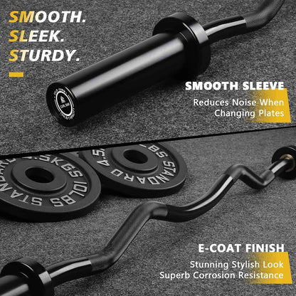 LIONSCOOL Premium Olympic Barbell – 4ft, 5ft, 6ft, 7ft Options | EZ Curl Bar & Straight Bar for Weightlifting, Squats, Deadlifts, Powerlifting – 500 to 1000 lbs Capacity – Black E-Coat Finish LIONSCOOL