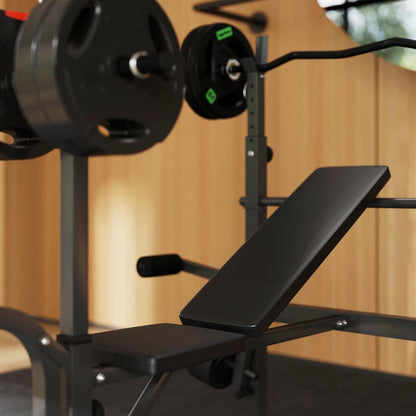 Adjustable Weight Bench with Preacher Curl, Lat Pull Down, Leg Extension & Bench Press Rack – Multi-Function Home Gym Machine Soozier
