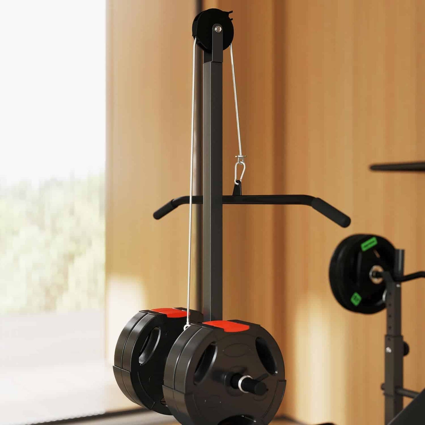 Adjustable Weight Bench with Preacher Curl, Lat Pull Down, Leg Extension & Bench Press Rack – Multi-Function Home Gym Machine Soozier