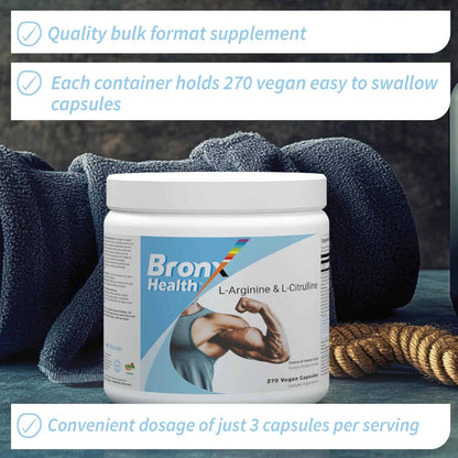  Bronx Health supplement container with fitness-themed design on a textured surface