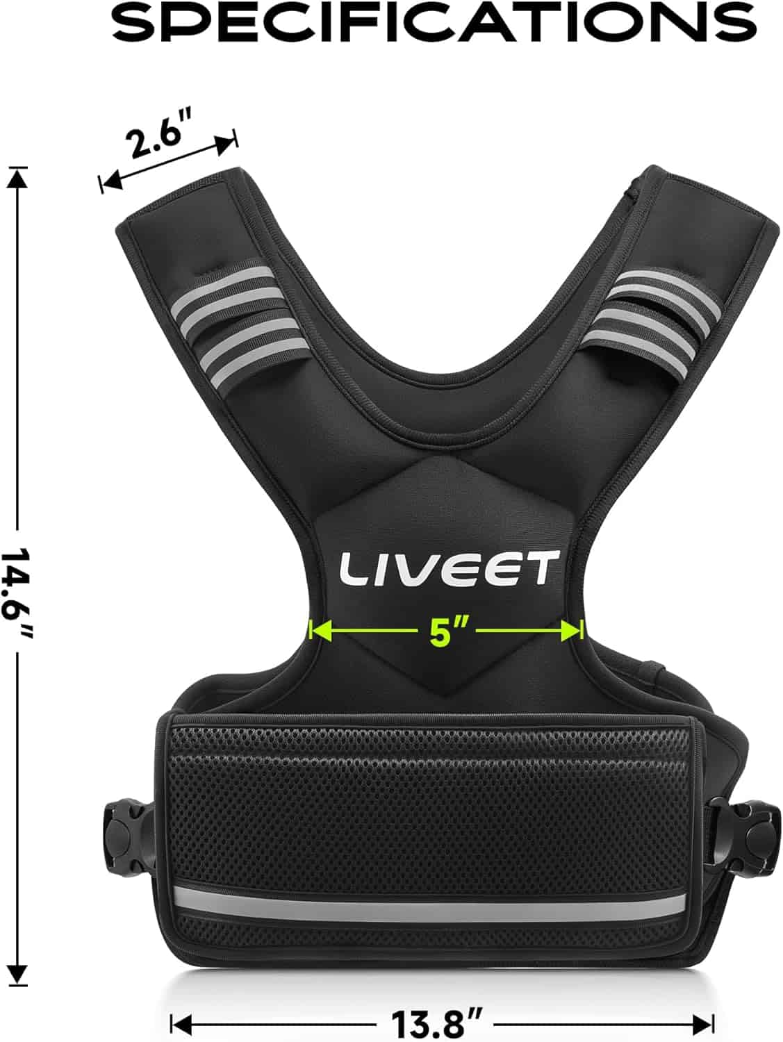 Liveet Adjustable Weighted Vest for Men & Women – 4–32lb with Iron Sand Bags, Reflective Strips & Adjustable Buckle Straps for Walking, Cardio & Strength Training Liveet