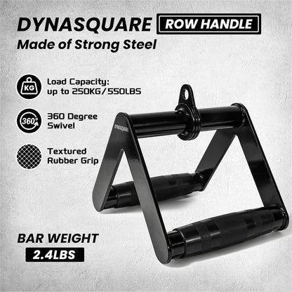 Dynasquare row handle with specifications on a gray background