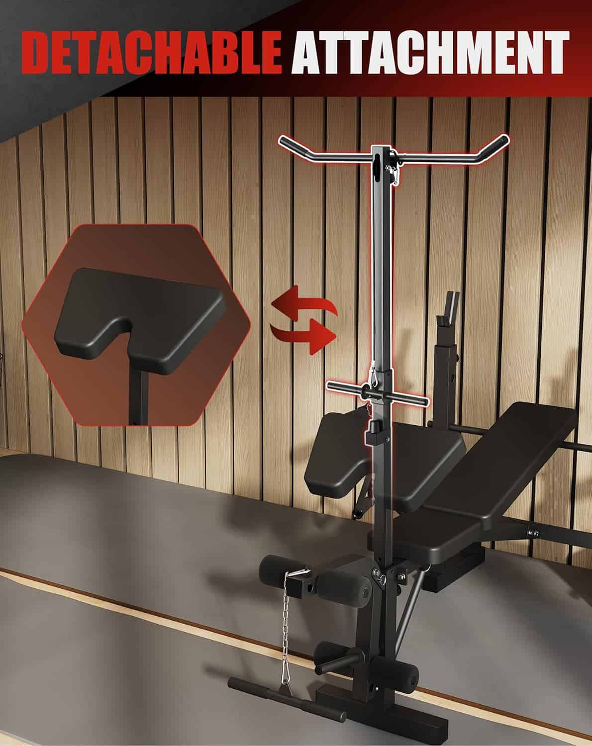 ActiveTrail Adjustable Olympic Weight Bench Set with Rack – 900LBS Multi-Function Bench Press with Leg Extension & Preacher Curl Pad ActiveTrail