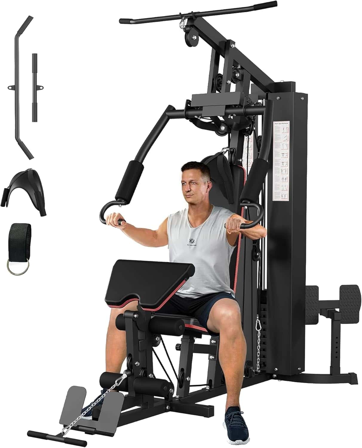 Multifunctional Home Gym Equipment – Full Body Workout Machine with 150 lb Weight Stack & Pulley System – Carbon Steel Strength Training Station ActiveTrail