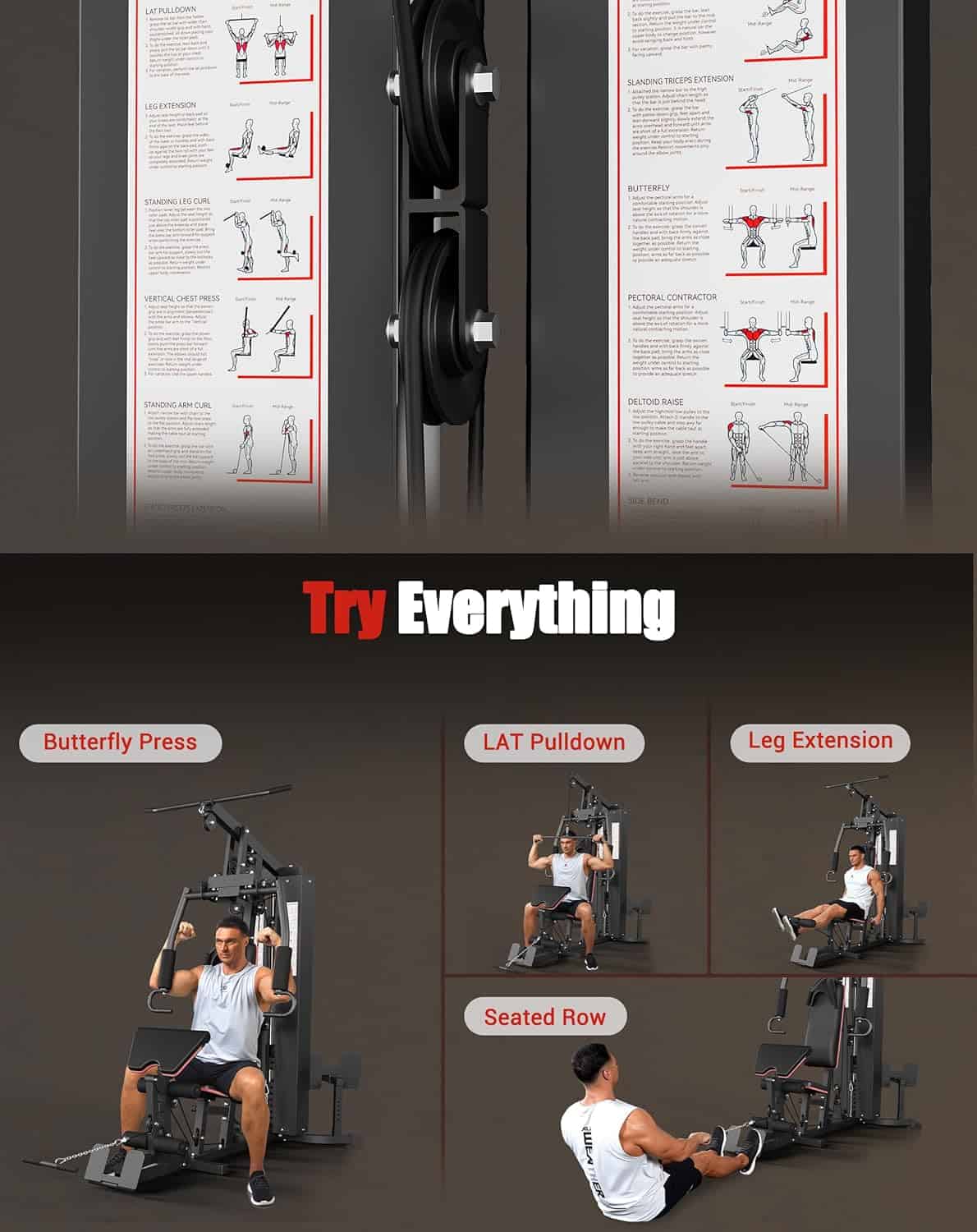 Multifunctional Home Gym Equipment – Full Body Workout Machine with 150 lb Weight Stack & Pulley System – Carbon Steel Strength Training Station ActiveTrail
