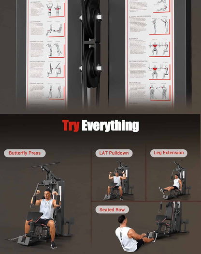 Multifunctional Home Gym Equipment – Full Body Workout Machine with 150 lb Weight Stack & Pulley System – Carbon Steel Strength Training Station ActiveTrail