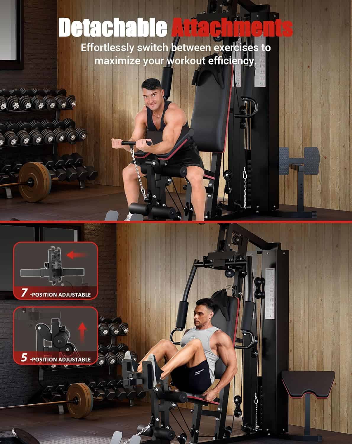 Multifunctional Home Gym Equipment – Full Body Workout Machine with 150 lb Weight Stack & Pulley System – Carbon Steel Strength Training Station ActiveTrail