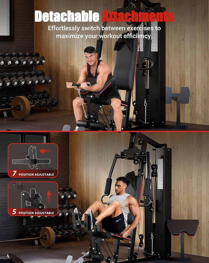 Multifunctional Home Gym Equipment – Full Body Workout Machine with 150 lb Weight Stack & Pulley System – Carbon Steel Strength Training Station ActiveTrail