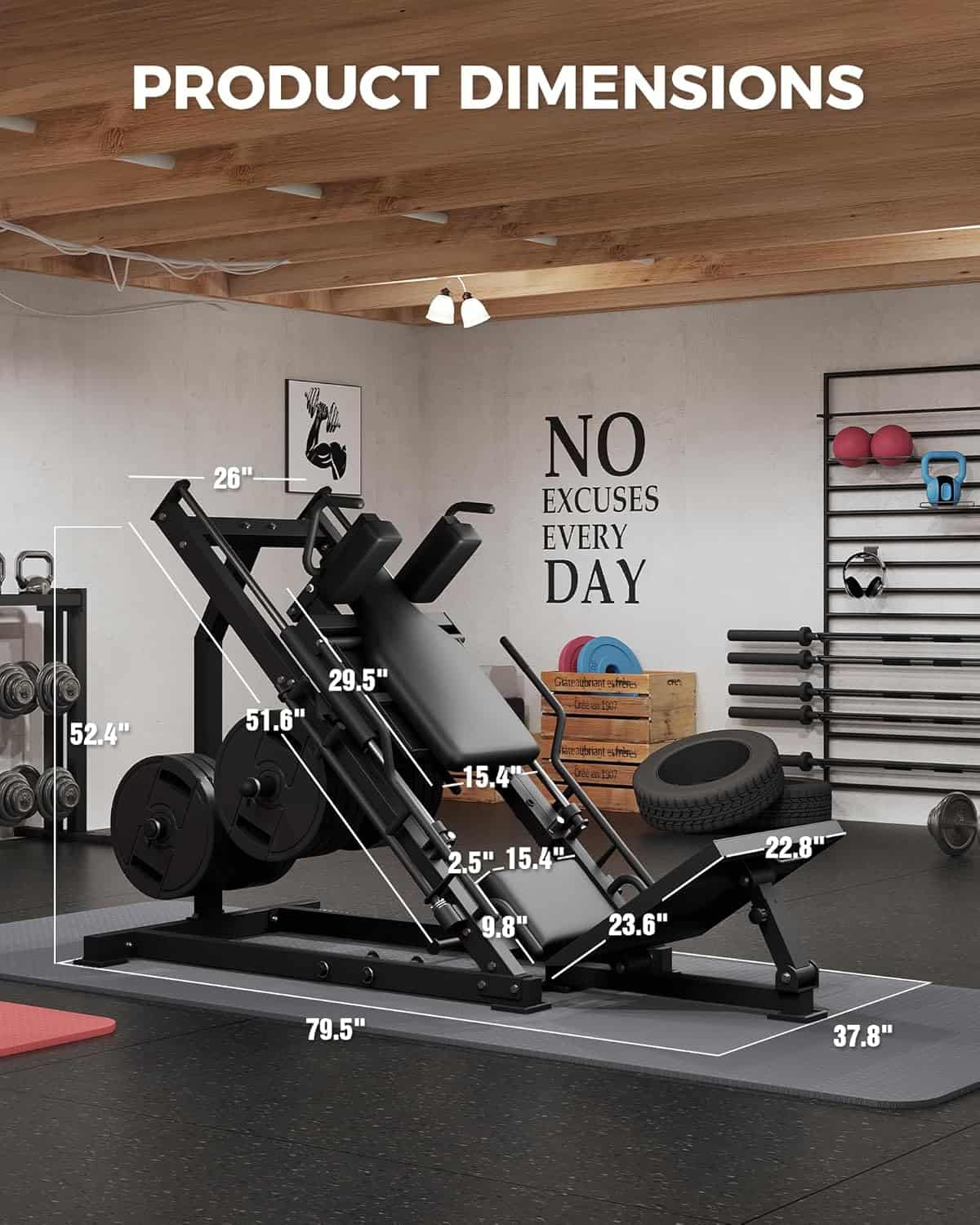 2-in-1 Leg Press Hack Squat Machine Combo – 1500 LB Adjustable Heavy-Duty Lower Body Workout Equipment with Linear Bearings for Home Gym ActiveTrail