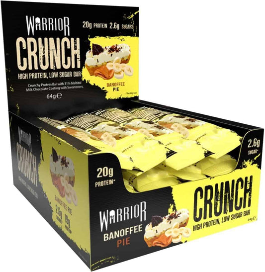 Warrior Crunch High Protein Bars – 20g Protein – Low Carb, Low Sugar – 12 x 64g