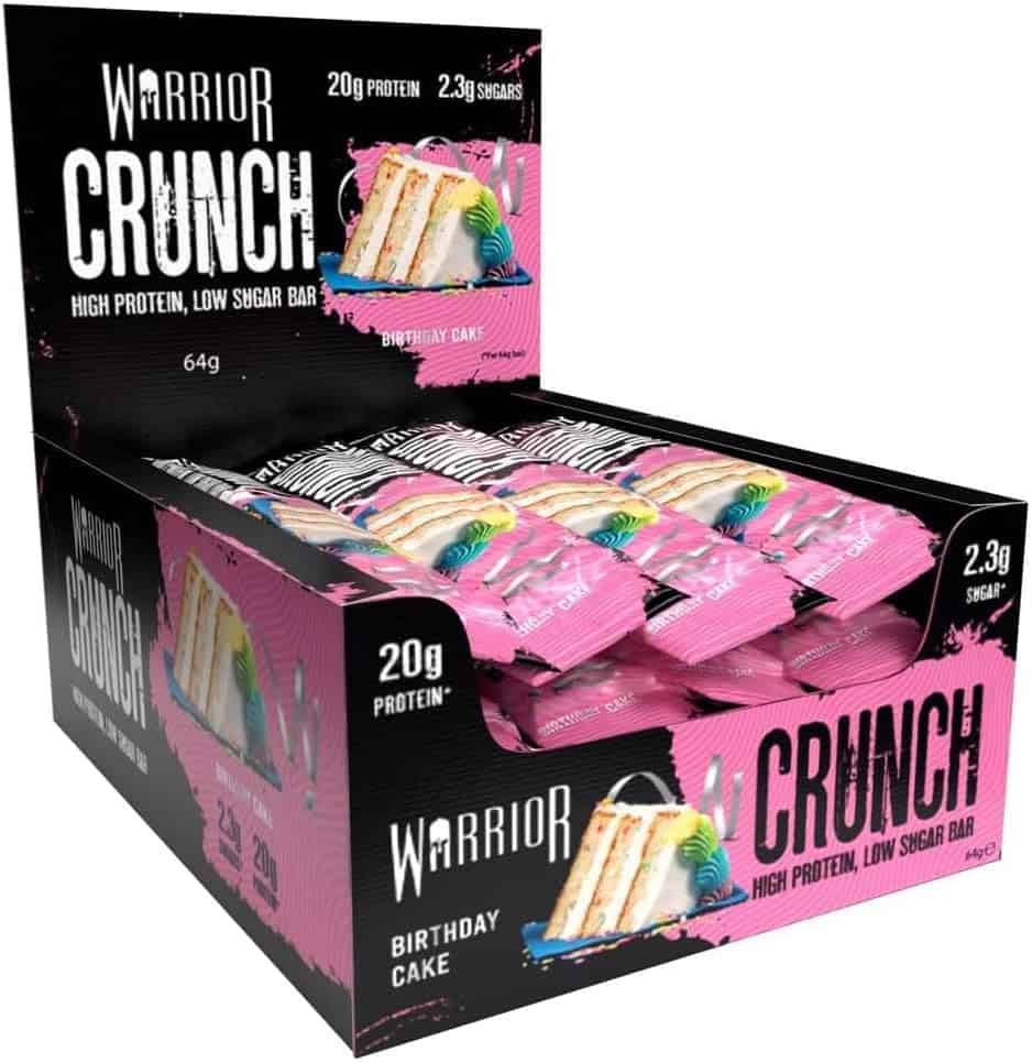 Warrior Crunch High Protein Bars – 20g Protein – Low Carb, Low Sugar – 12 x 64g