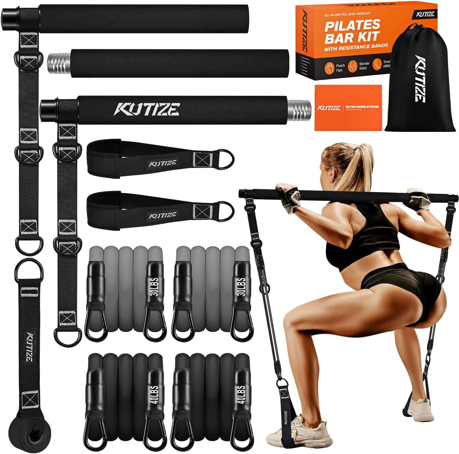 Portable Pilates Bar Kit with Resistance Bands – Adjustable Full Body Home Workout Equipment FitCore Supply