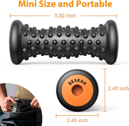 BESKAR Foot Massage Roller – Plantar Fasciitis Relief & Foot Pain Massager – Deep Tissue Trigger Point Tool – Portable & Ergonomic Design