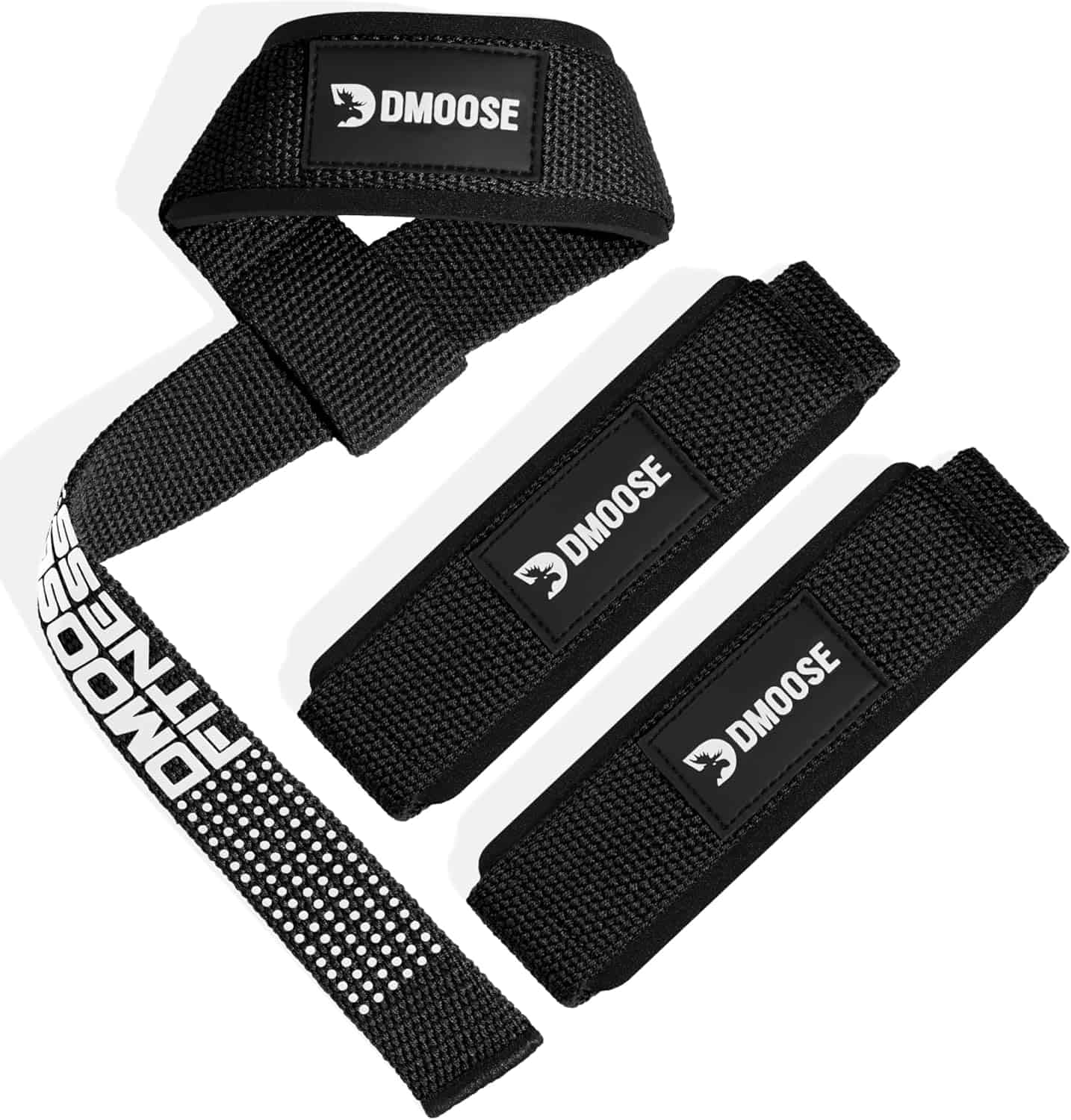 DMoose Weightlifting Wrist Straps – Neoprene-Padded Deadlift Straps with Silicone Grip DMoose