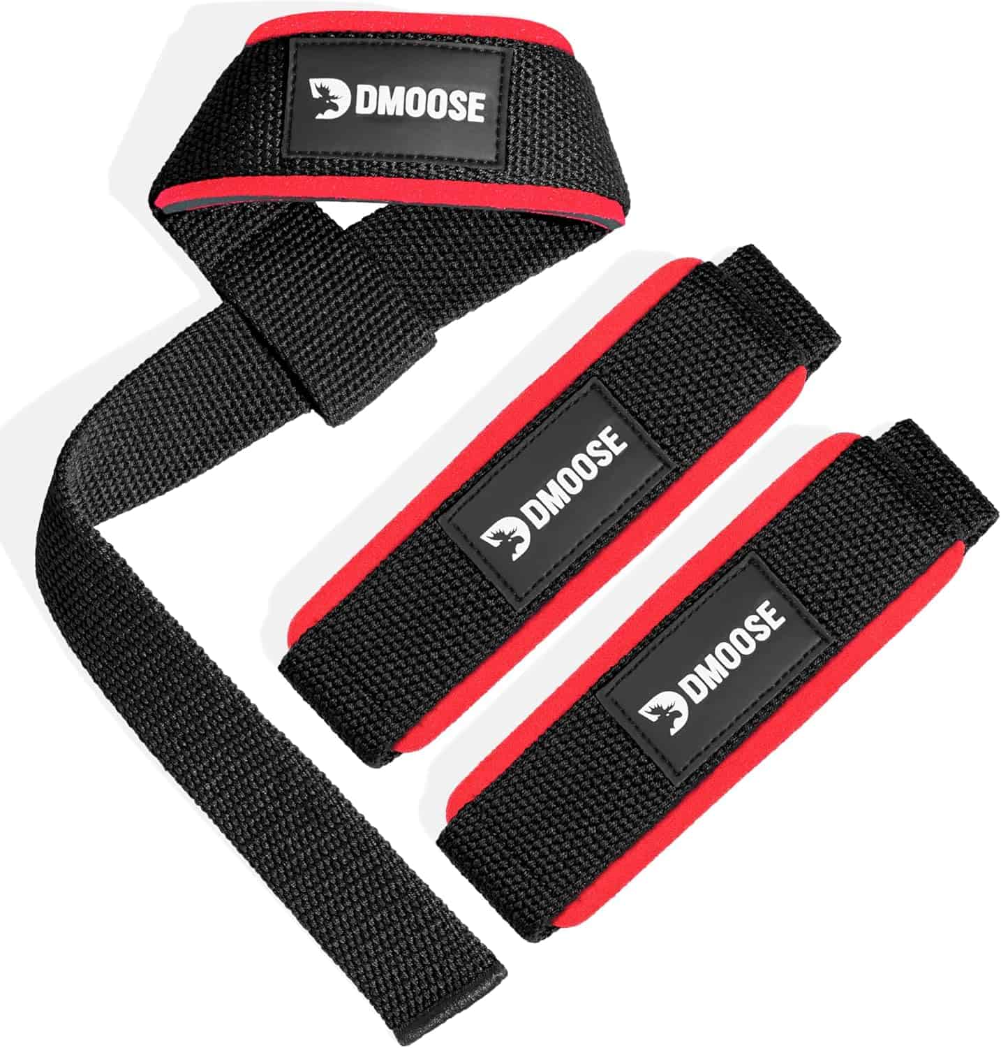 DMoose Weightlifting Wrist Straps – Neoprene-Padded Deadlift Straps with Silicone Grip DMoose