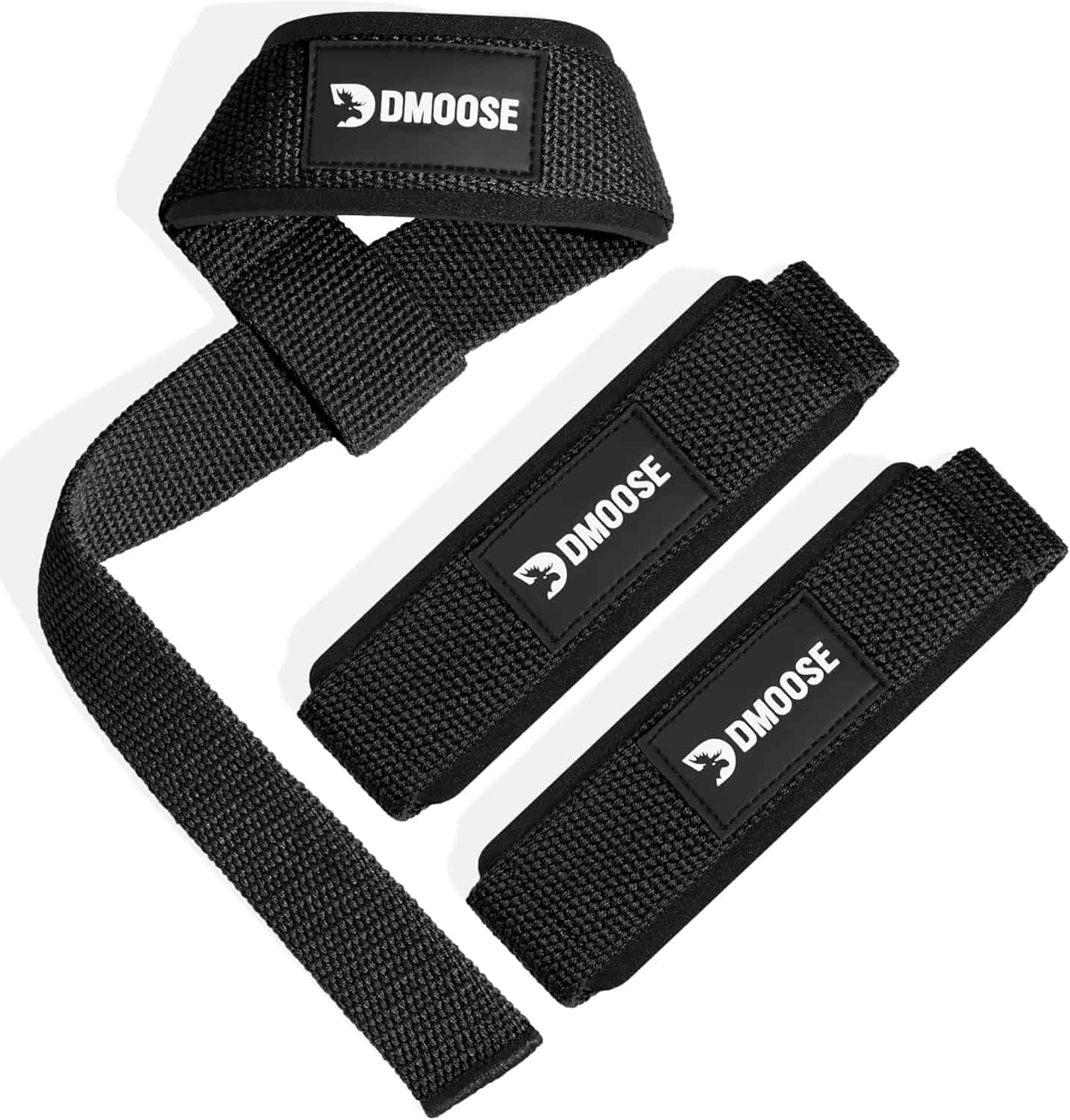 DMoose Weightlifting Wrist Straps – Neoprene-Padded Deadlift Straps with Silicone Grip DMoose