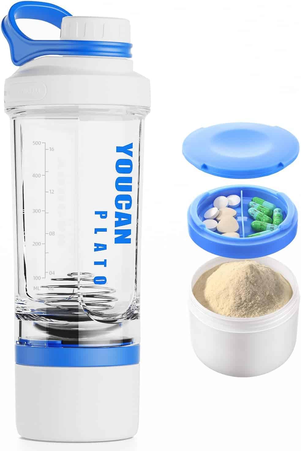 21oz Protein Shaker Bottle with Powder & Pill Storage | BPA-Free Tritan, Wire Whisk Ball – Leak-Proof & Travel Ready