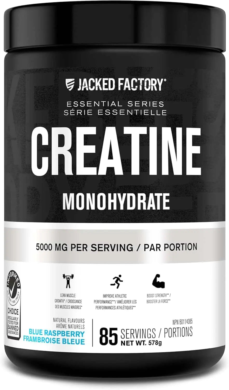Jacked Factory Creatine Monohydrate – 85 Servings of Pure Power & Strength (Blue Raspberry)