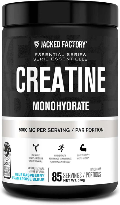 Jacked Factory Creatine Monohydrate – 85 Servings of Pure Power & Strength (Blue Raspberry)