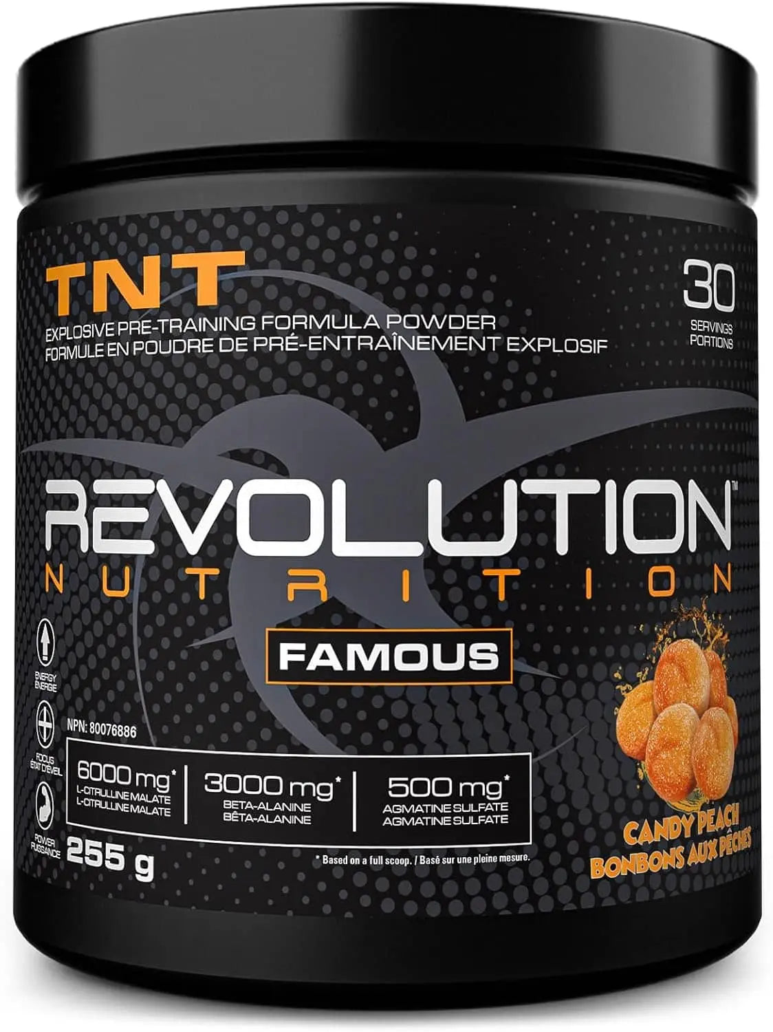 Revolution TNT Pre-Workout – Candy Peach | Extreme Energy & Pump Formula – 30 Servings