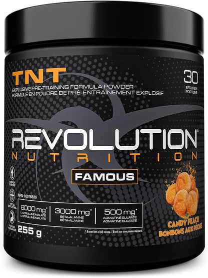 Revolution TNT Pre-Workout – Candy Peach | Extreme Energy & Pump Formula – 30 Servings
