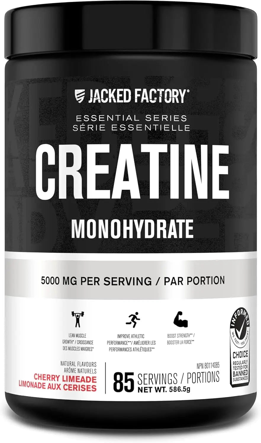 Jacked Factory Creatine Monohydrate – 85 Servings of Pure Power & Strength (Cherry Limeade)