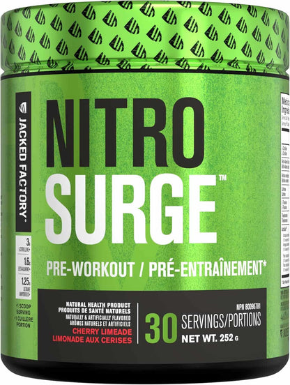 Nitrosurge Pre-Workout – Clean Energy, Intense Pumps & Focus (Cherry_Limeade)
