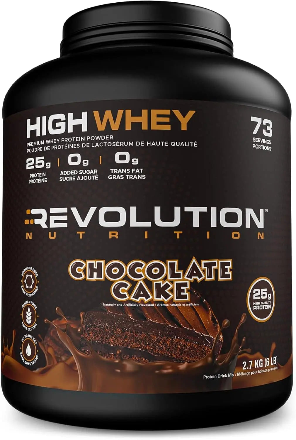 Revolution High Whey Protein – 6LB Chocolate Cake Flavor | 25g Isolate Blend