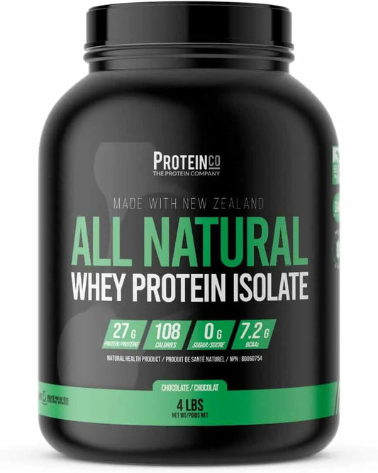 ProteinCo Grass-Fed New Zealand Whey Protein Isolate – 27g Protein – 4 Lbs – Stevia Sweetened | Lactose & Gluten Free