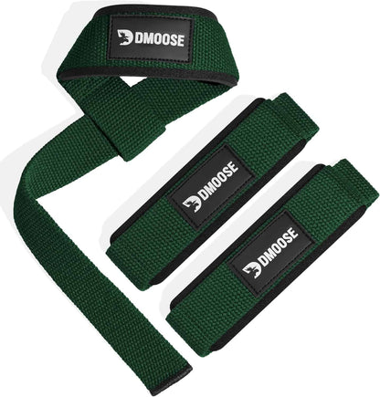 DMoose Weightlifting Wrist Straps – Neoprene-Padded Deadlift Straps with Silicone Grip DMoose