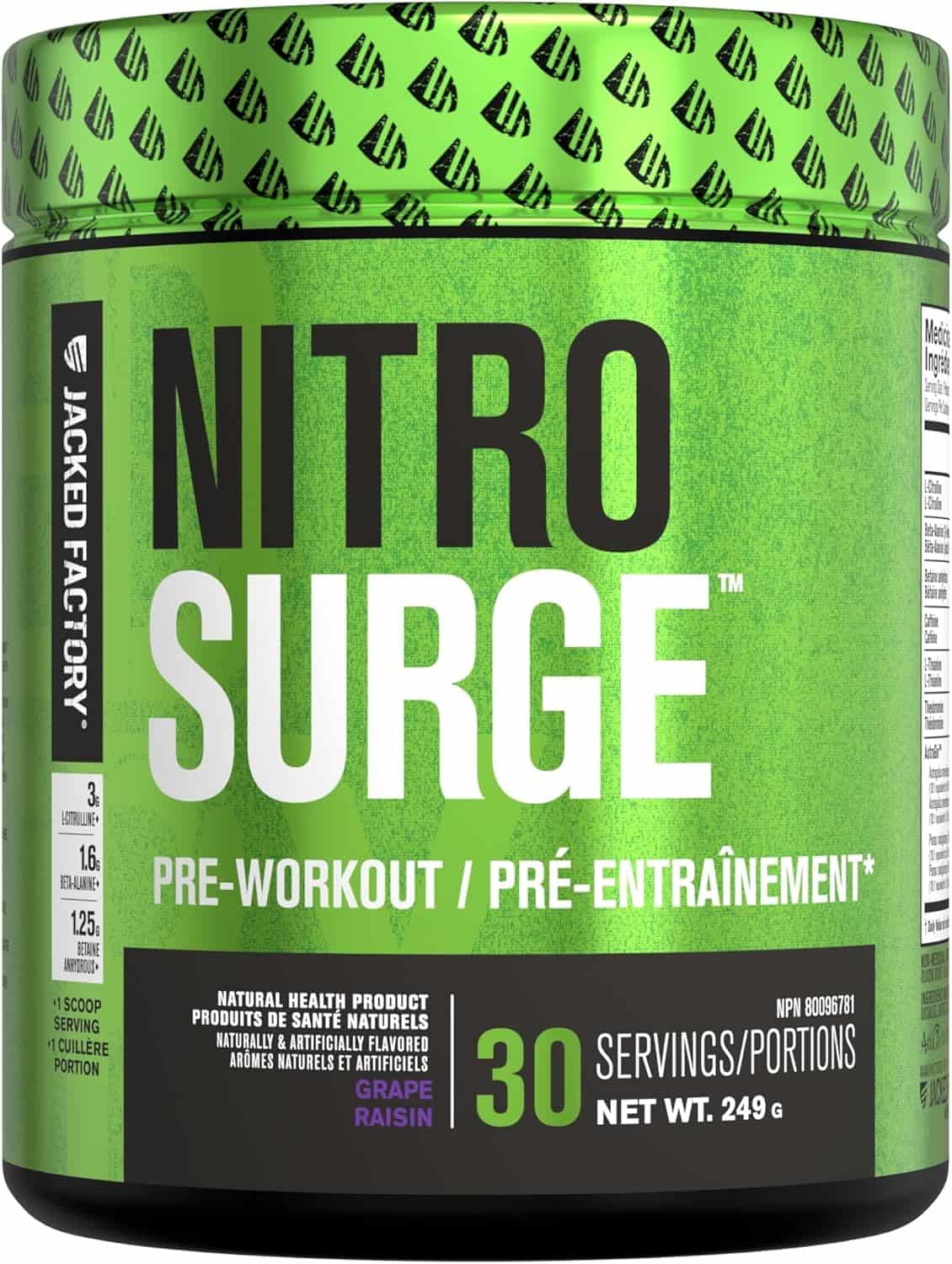 Nitrosurge Pre-Workout – Clean Energy, Intense Pumps & Focus (Grape)