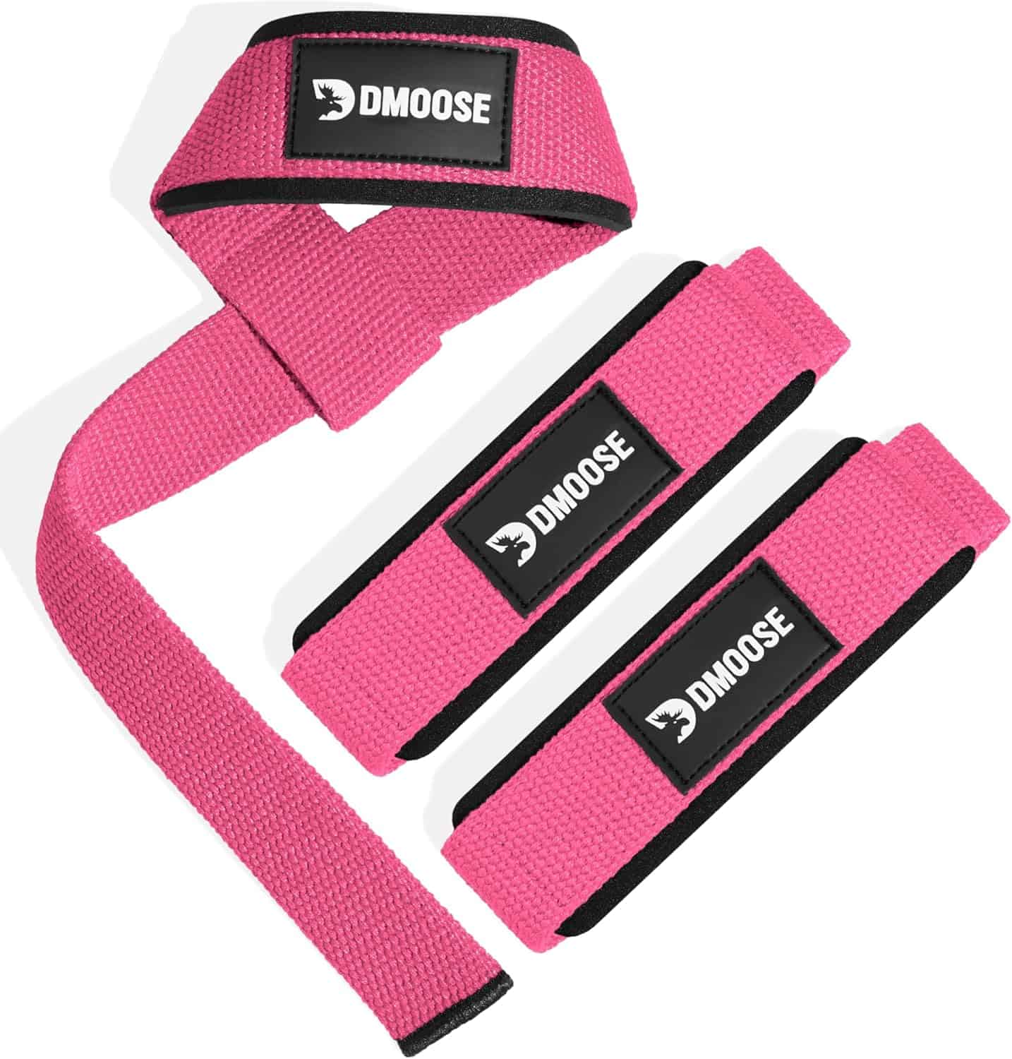 DMoose Weightlifting Wrist Straps – Neoprene-Padded Deadlift Straps with Silicone Grip DMoose