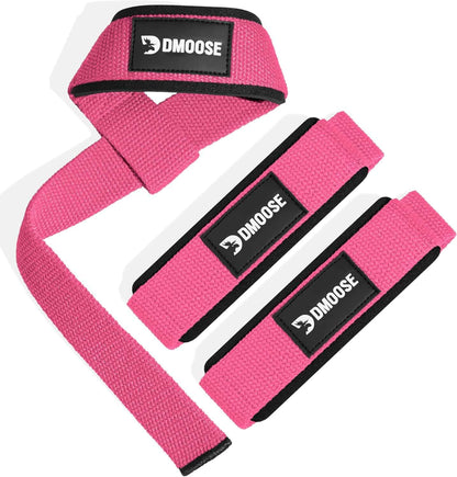 DMoose Weightlifting Wrist Straps – Neoprene-Padded Deadlift Straps with Silicone Grip DMoose