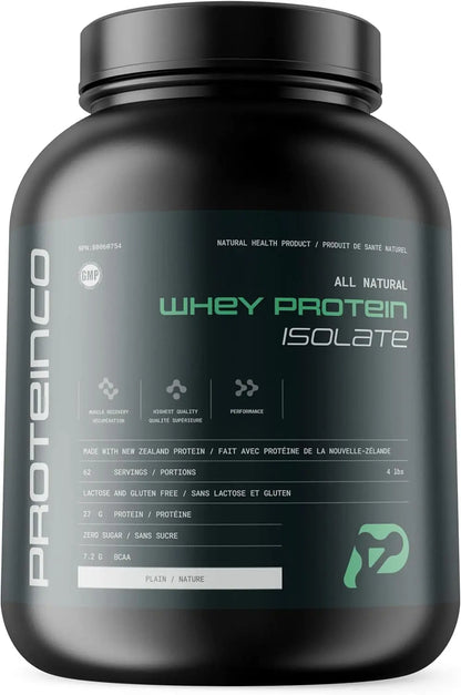 ProteinCo Grass-Fed New Zealand Whey Protein Isolate – 27g Protein – 4 Lbs – Stevia Sweetened | Lactose & Gluten Free