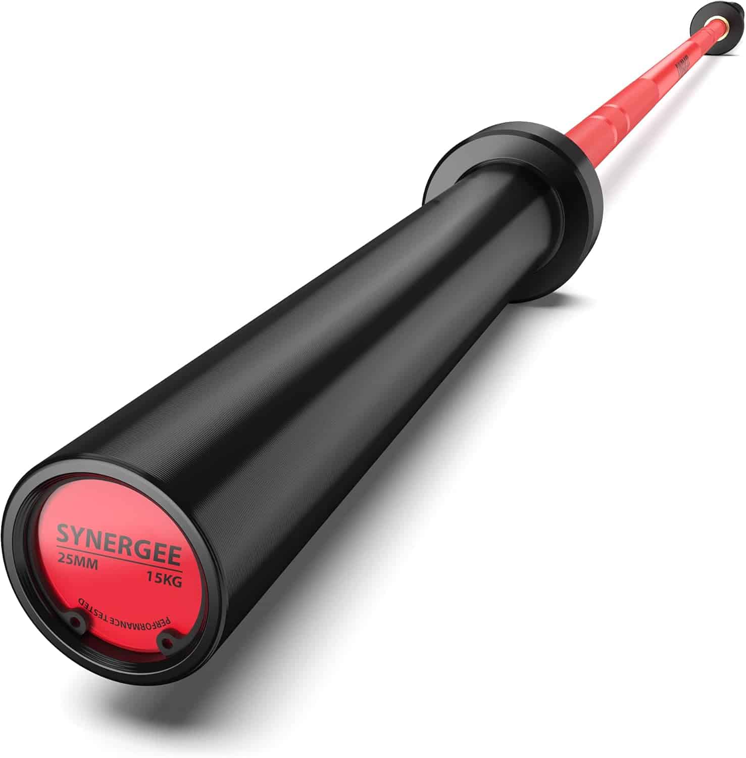 Synergee Games Barbell – 15kg & 20kg Colored Ceramic Coated Olympic Bar | 1500lb Capacity for Weightlifting & Powerlifting | High-Performance Bar with Needle Bearings Synergee