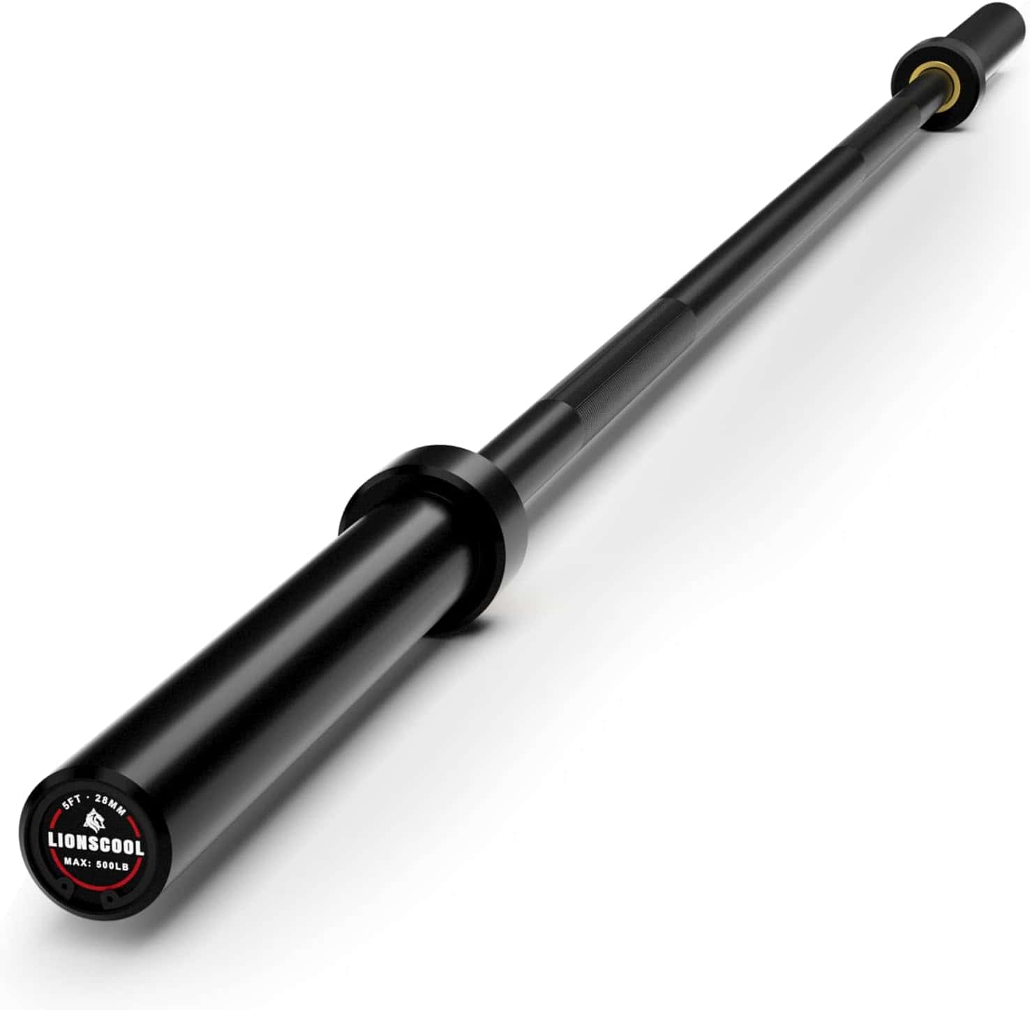 LIONSCOOL Premium Olympic Barbell – 4ft, 5ft, 6ft, 7ft Options | EZ Curl Bar & Straight Bar for Weightlifting, Squats, Deadlifts, Powerlifting – 500 to 1000 lbs Capacity – Black E-Coat Finish LIONSCOOL