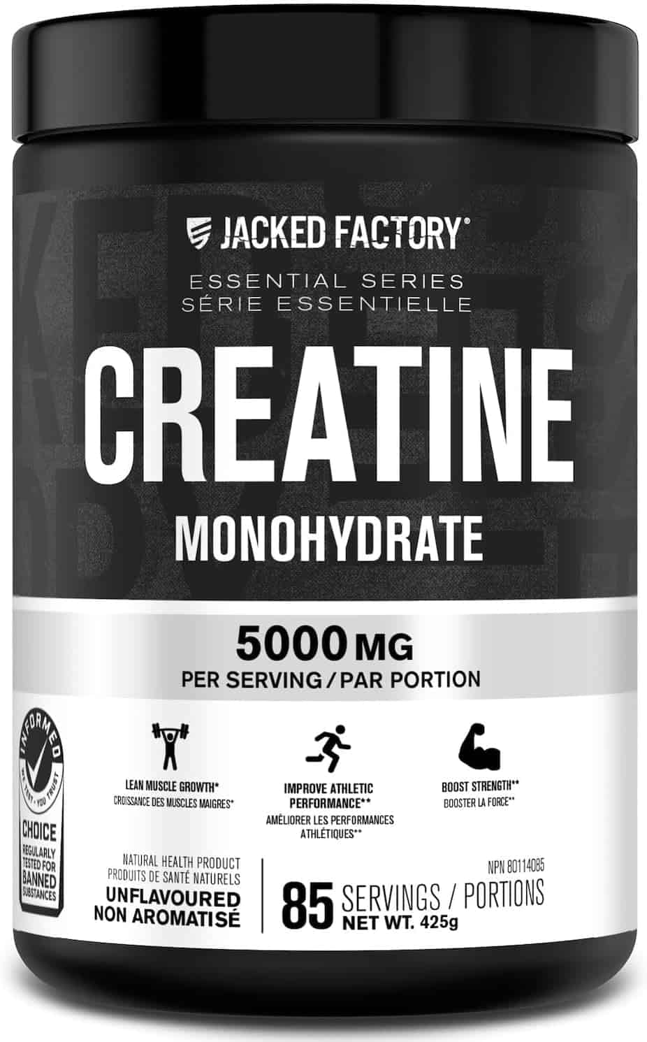 Jacked Factory Creatine Monohydrate – 85 Servings of Pure Power & Strength (Unflavored)