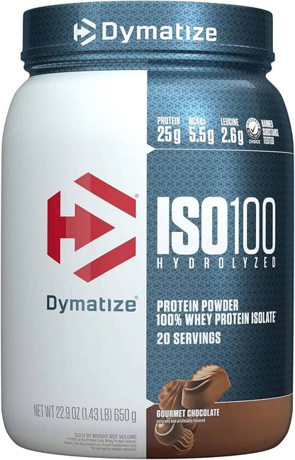 Dymatize ISO100 Hydrolyzed Whey Isolate – Gourmet Vanilla – 25g Protein – Gluten-Free – 20 Servings